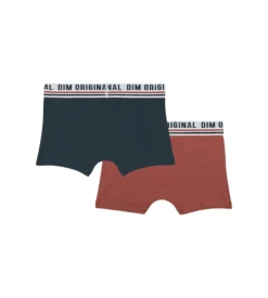 Lot de 2 boxers coton stretch Bleu Rouge ceinture rétro Dim Originals