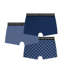 Lot de 3 boxers enfant Damier Bleu Dim Coton Stretch