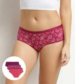 Lot de 3 boxers femme en coton stretch Fleurs Rubis Les Pockets