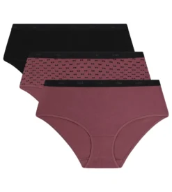 Lot de 3 boxers femme en coton stretch Noir Prune Les Pockets