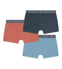 Lot de 3 boxers garçon Bleu Abricot Gris Coton Stretch Kids