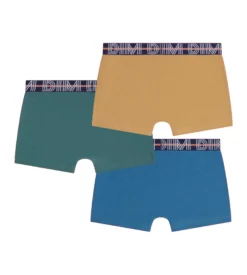 Lot de 3 boxers garçon Bleu Vert Jaune Coton Stretch Kids