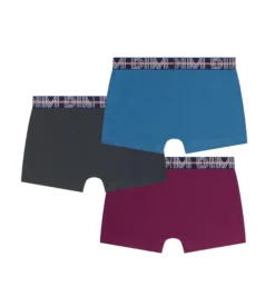 Lot de 3 boxers garçon Bordeaux Bleu Ebene Coton Stretch Kids