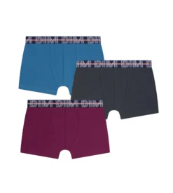 Lot de 3 boxers garçon Bordeaux Bleu Ebene Coton Stretch Kids