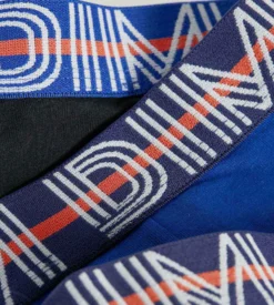Lot de 3 boxers garçon coton stretch ceinture contrastée Bleu EcoDim