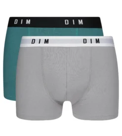 Lot de 2 boxers homme coton stretch Acier Vert Émeraude Dim Originals