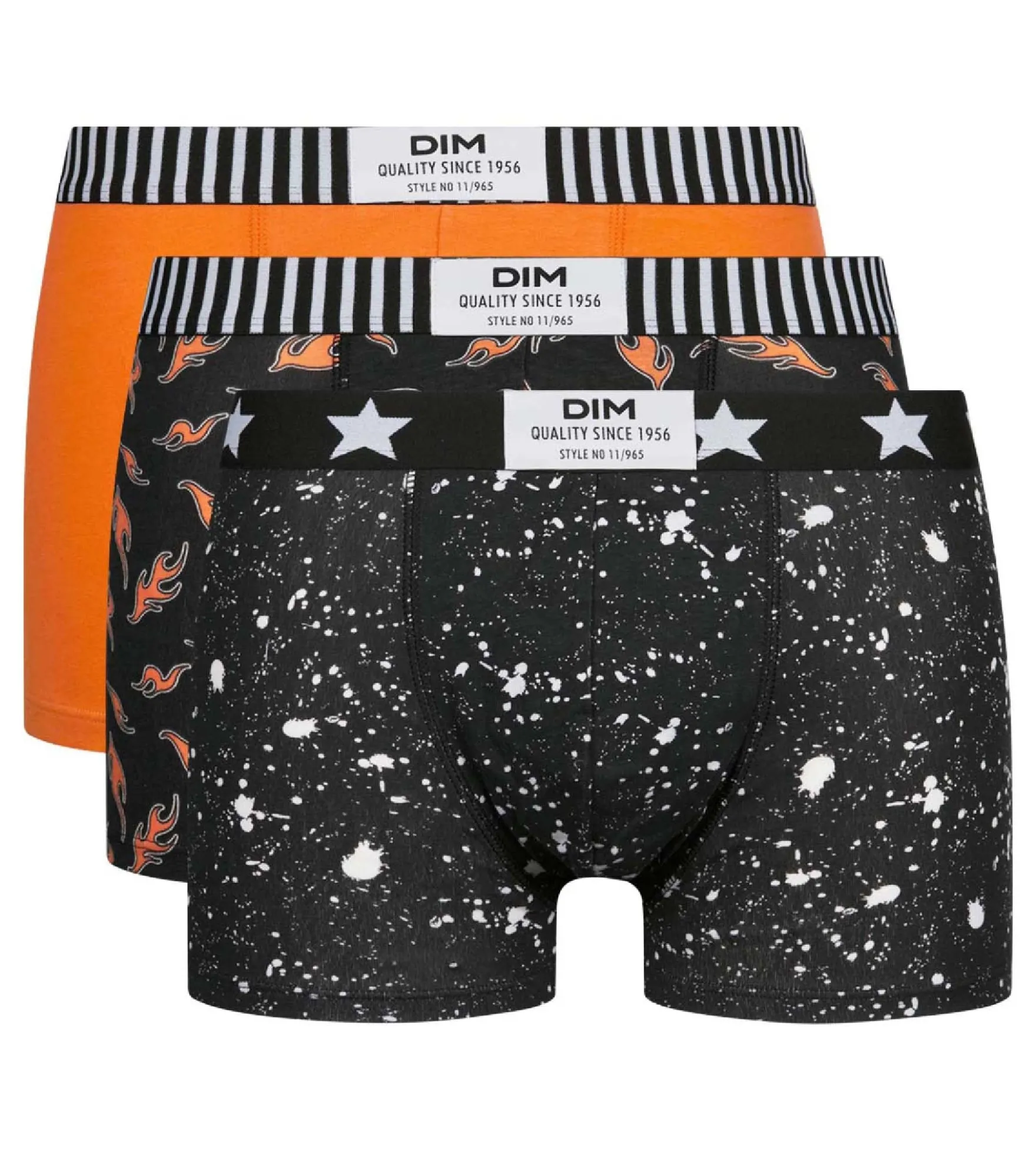 Lot de 3 boxers homme coton stretch motifs marbre et flammes Dim Vibes