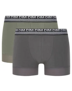 Lot de 2 boxers homme en coton extensible Vert Olive Stay and Fit