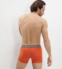 Lot de 2 boxers homme en coton extensible Bleu Orange Stay and Fit