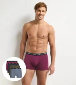 Lot de 4 boxers homme gris foncé, kaki, rouge, gris Coton Stretch