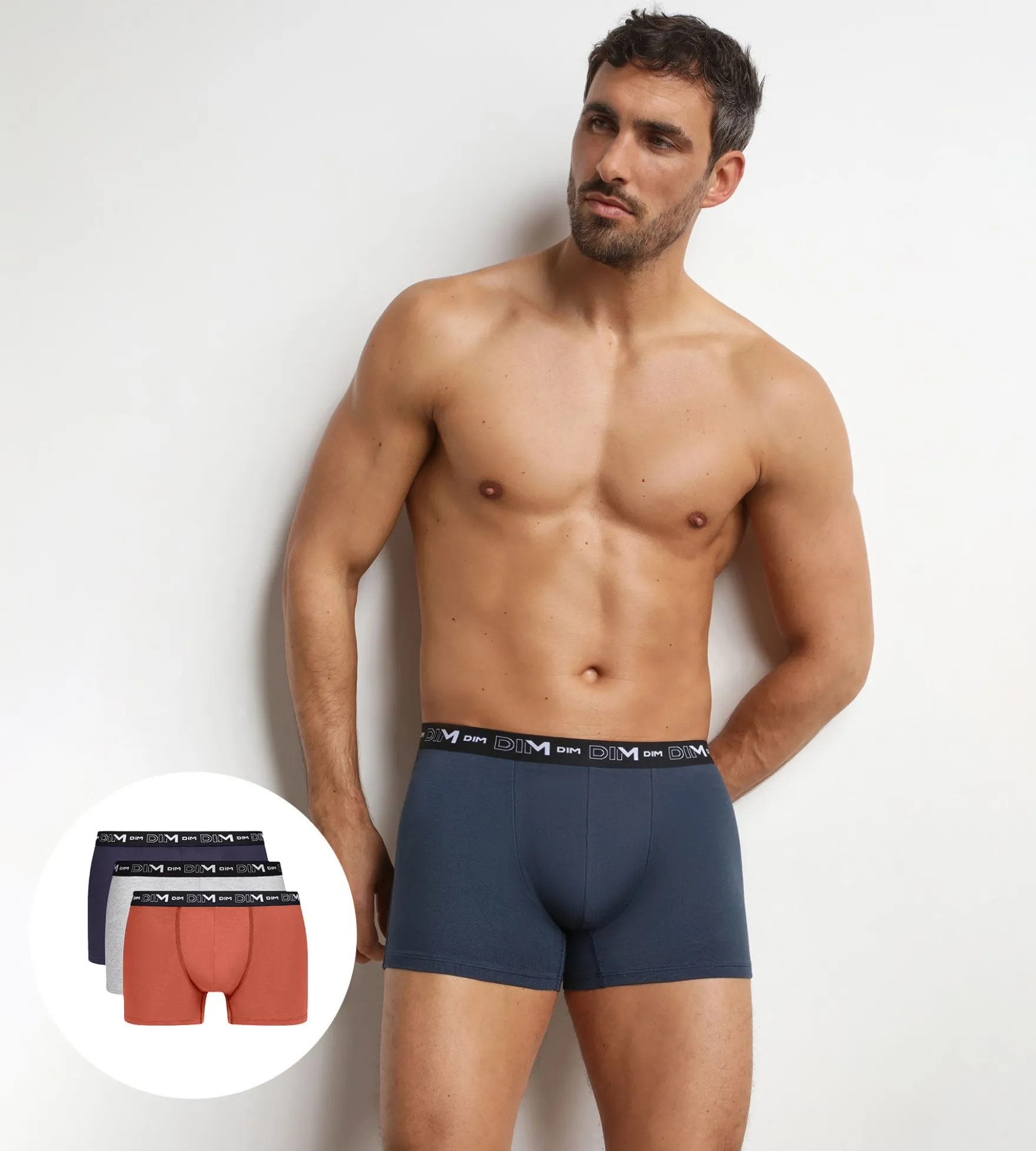Lot de 3 boxers homme Hexagone Dim Coton Stretch