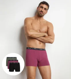 Lot de 3 boxers homme Mauve Eclipse Dim Coton Stretch