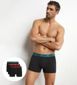 Lot de 3 boxers homme noir ceinture colorée Forêt Mix & Colors