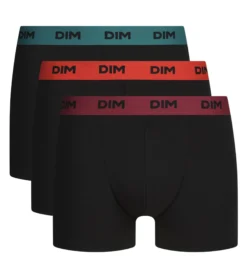 Lot de 3 boxers homme noir ceinture colorée Forêt Mix & Colors