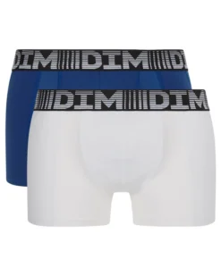 Lot de 2 boxers homme respirants Bleu Acier Blanc 3D Flex Air