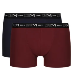Lot de 2 Boxers homme Rouge Bleu ceinture contrastée Dim Coton Stretch