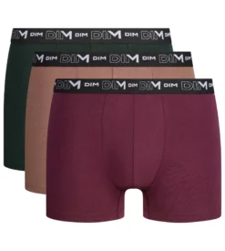 Lot de 3 boxers homme vert foncé, caramel, figue Coton Stretch