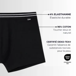 Lot de 4 boxers noirs ECODIM Coton