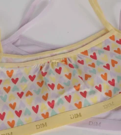 Lot de 2 brassières fille coton stretch Lila à motif coeur Les Pockets