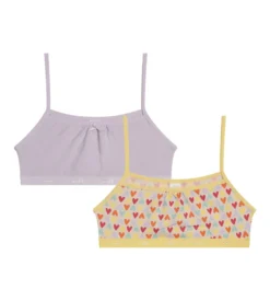 Lot de 2 brassières fille coton stretch Lila à motif coeur Les Pockets