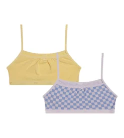 Lot de 2 brassières fille coton stretch Lila motif damier Les Pockets