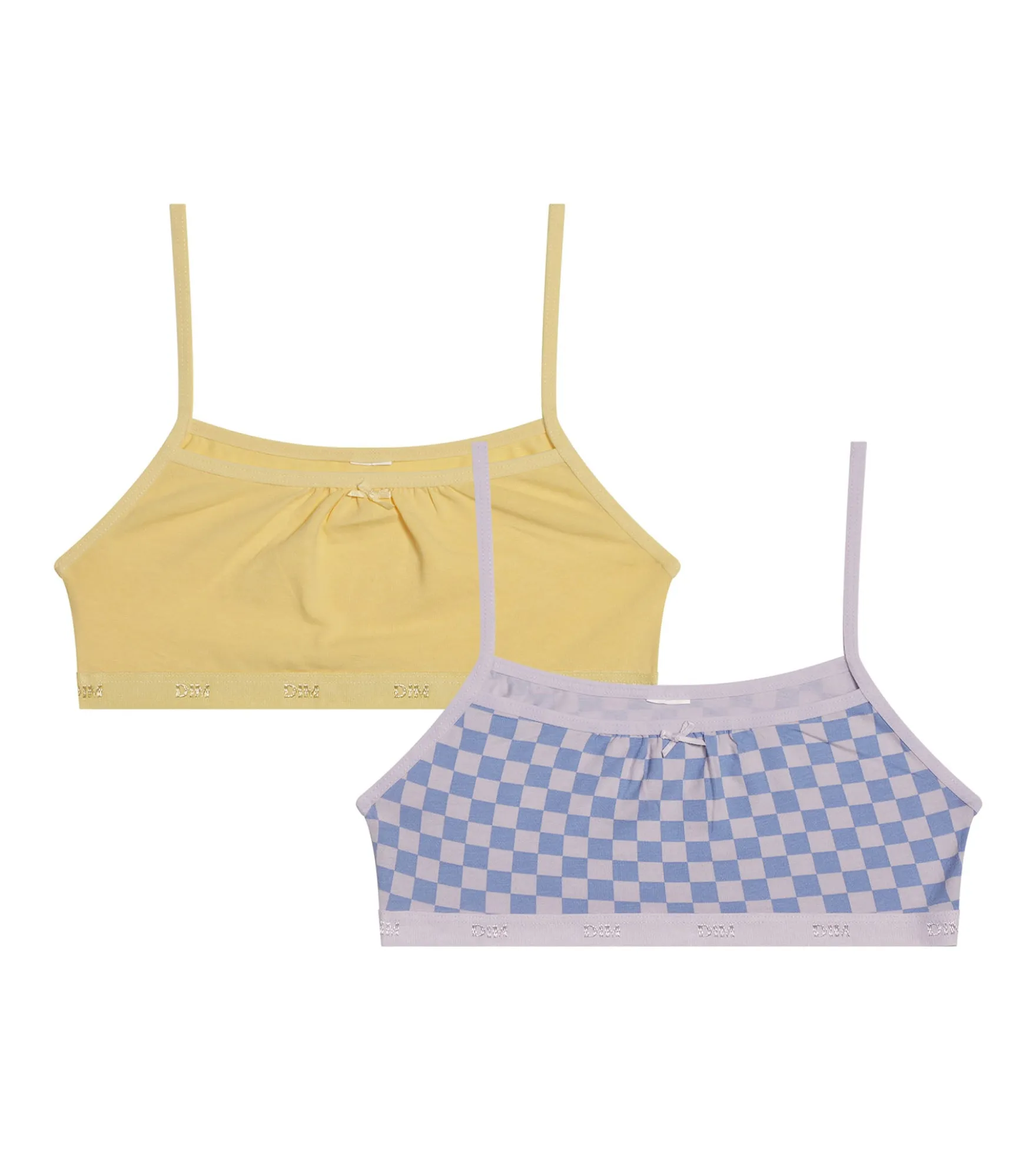 Lot de 2 brassières fille coton stretch Lila motif damier Les Pockets