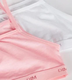 Lot de 2 brassières filles coton stretch Rose Blanc Les Pockets Ecodim