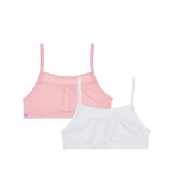 Lot de 2 brassières filles coton stretch Rose Blanc Les Pockets Ecodim