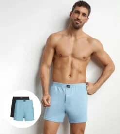Lot de 2 caleçons homme en coton Noir Bleu Dim