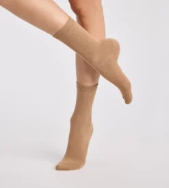 Lot de 2 chaussettes femme coton chocolat, taupe Thermo
