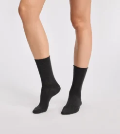 Lot de 2 chaussettes femme gris clair, gris anthracite Modal