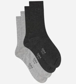 Lot de 2 chaussettes femme gris clair, gris anthracite Modal