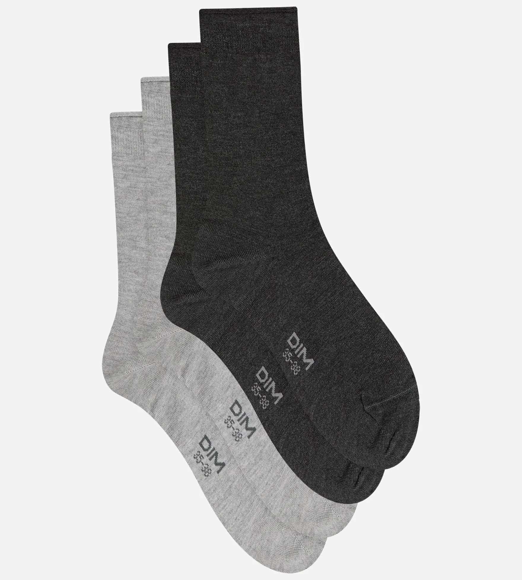 Lot de 2 chaussettes femme gris clair, gris anthracite Modal