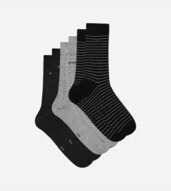Lot de 3 chaussettes noires et anthracite pois rayures Homme