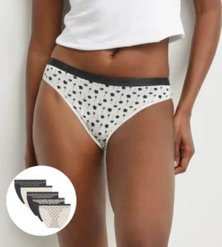 Lot de 5 culottes coton stretch à motif floral Blanc Noir Les Pockets