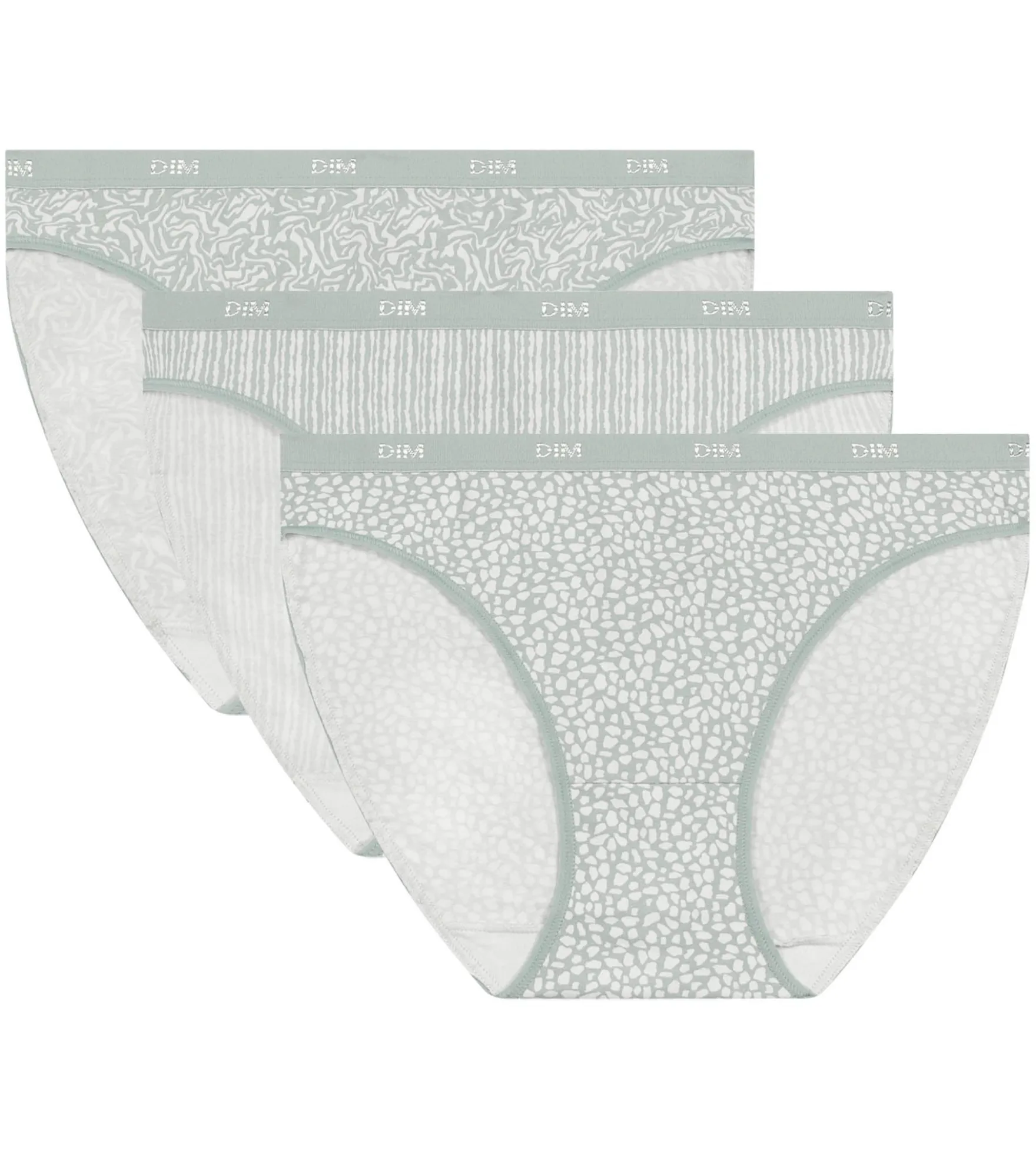 Lot de 3 culottes en coton stretch à motif animal Vert Les Pockets