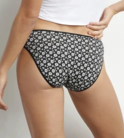 Lot de 2 culottes femme à motif floral Noir et Blanc Dim Coton Stretch