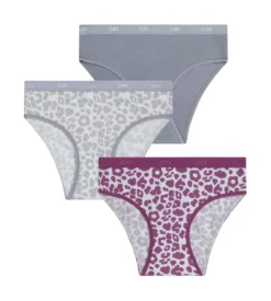 Lot de 3 culottes fille coton stretch Léo gris violet Les Pockets