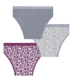 Lot de 3 culottes fille coton stretch Léo gris violet Les Pockets