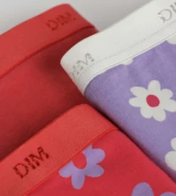 Lot de 3 culottes fille coton stretch Violet Rose à fleurs Les Pockets