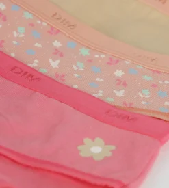 Lot de 3 culottes fille coton stretch à fleurs pêche Les Pockets