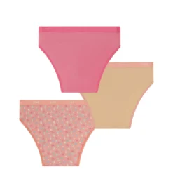 Lot de 3 culottes fille coton stretch à fleurs pêche Les Pockets