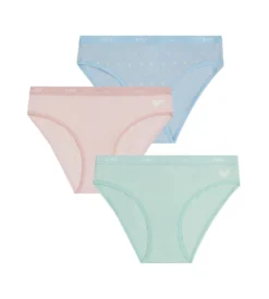 Lot de 3 culottes fille coton stretch Pastel et cœur Les Pockets