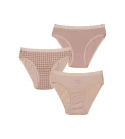 Lot de 3 culottes fille en coton stretch Mauve motif vichy Les Pockets