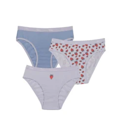 Lot de 3 culottes fille en coton stretch motif fraise Lila Les Pockets