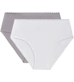 Lot de 2 culottes hautes en coton stretch Blanc Gris Body Touch Easy