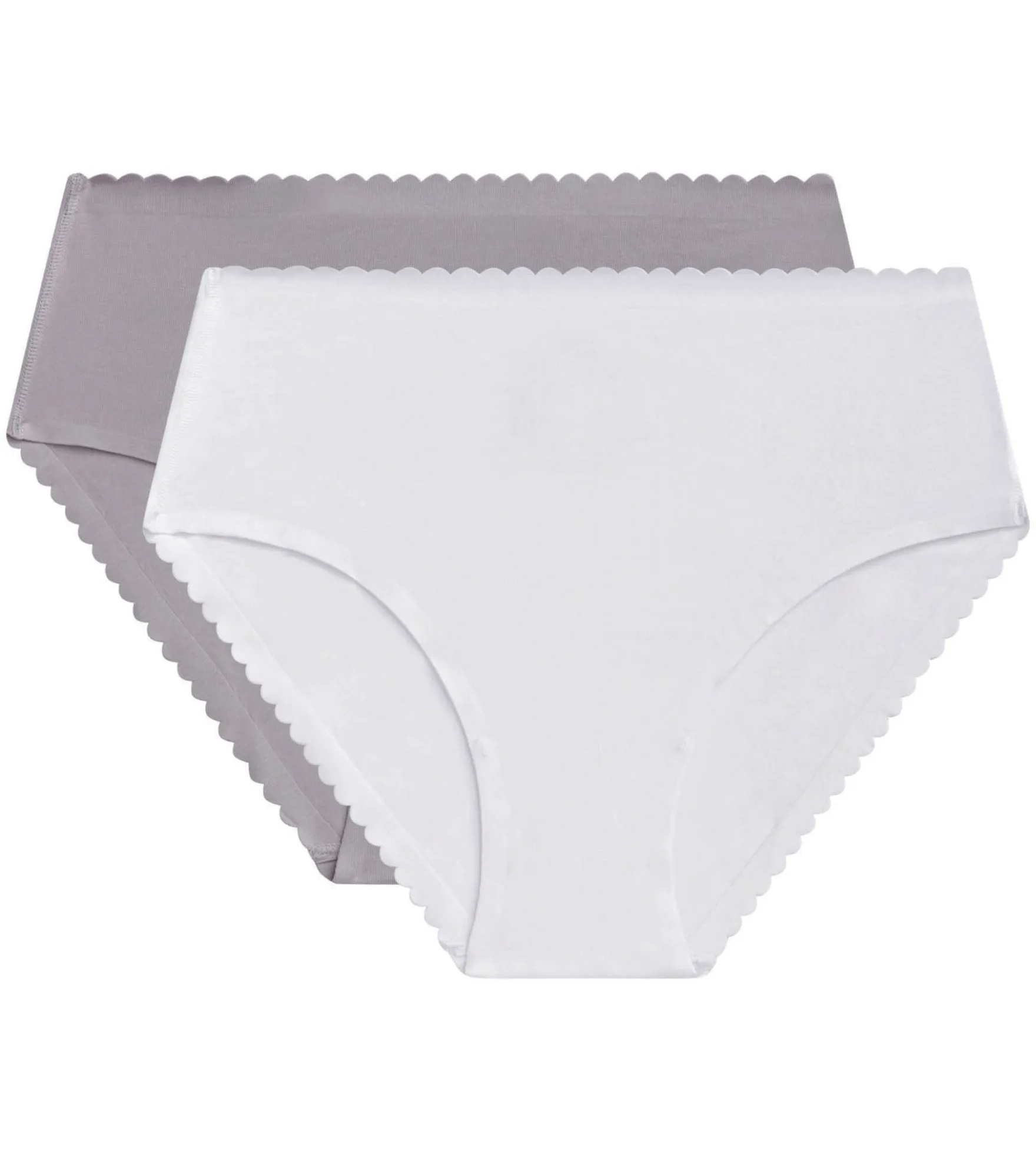 Lot de 2 culottes hautes en coton stretch Blanc Gris Body Touch Easy