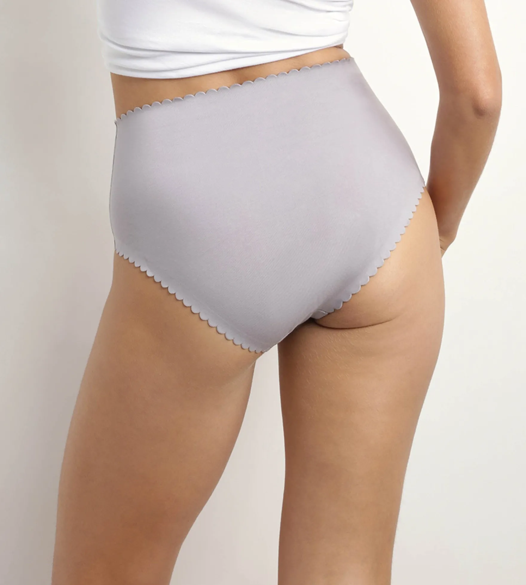 Lot de 2 culottes hautes en coton stretch Blanc Gris Body Touch Easy