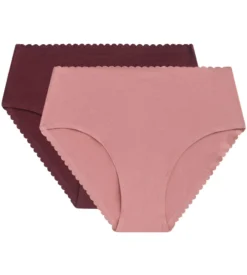 Lot de 2 culottes hautes en coton stretch Rose Rubis Body Touch Easy