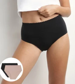 Lot de 2 culottes hautes en coton stretch Chair Noir Body Touch Easy